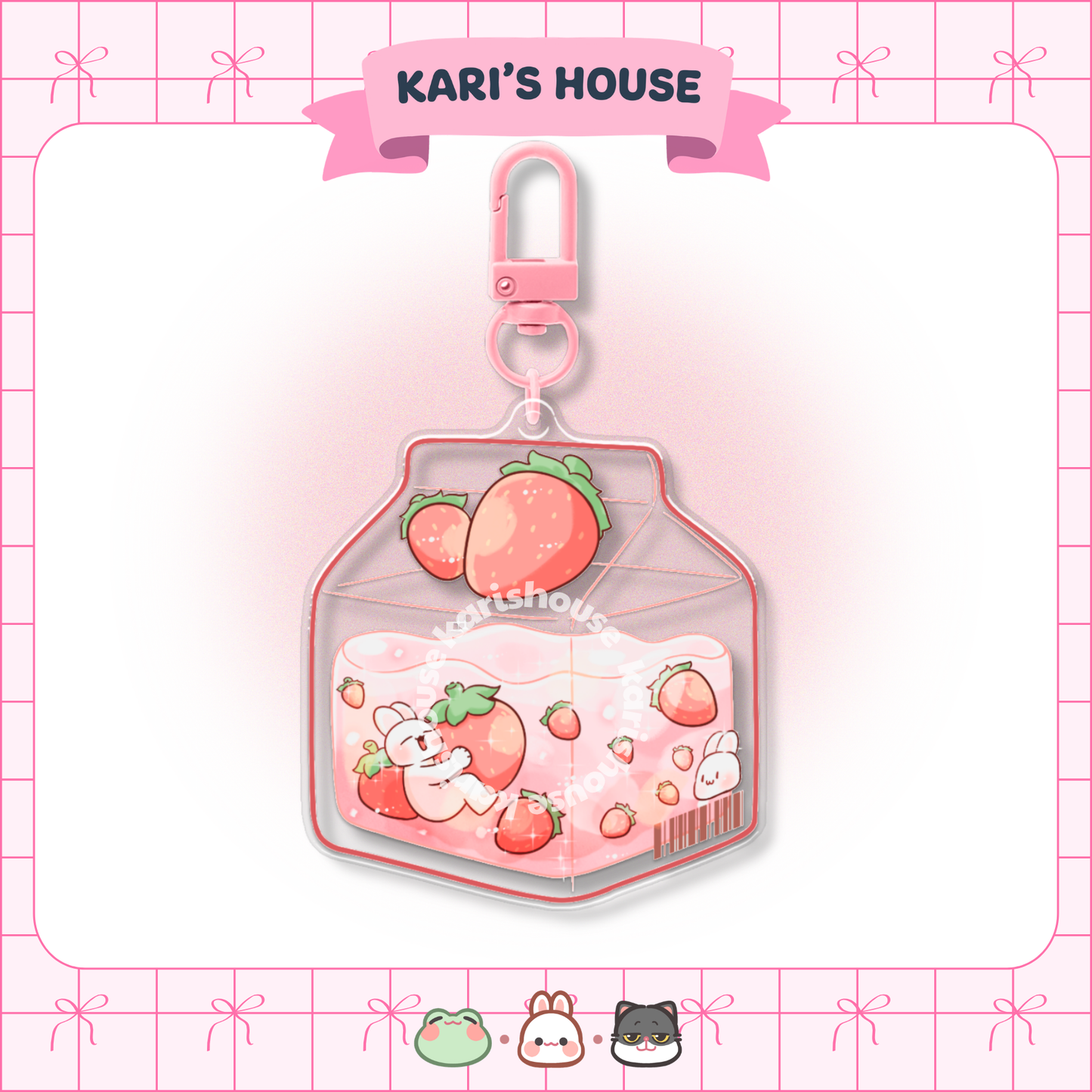 Pink Milk Box Acrylic Epoxy Keychain