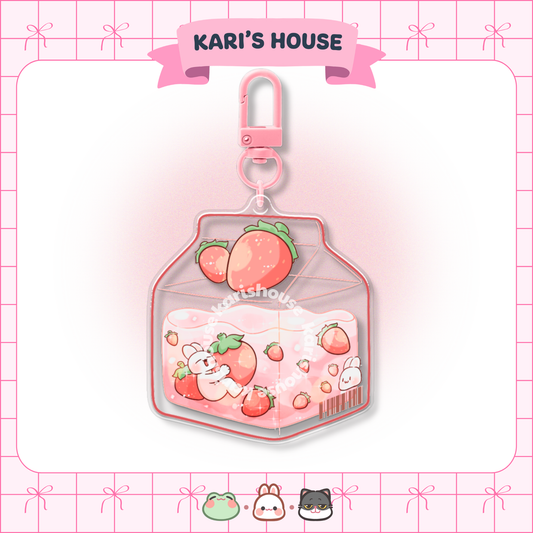 Pink Milk Box Acrylic Epoxy Keychain