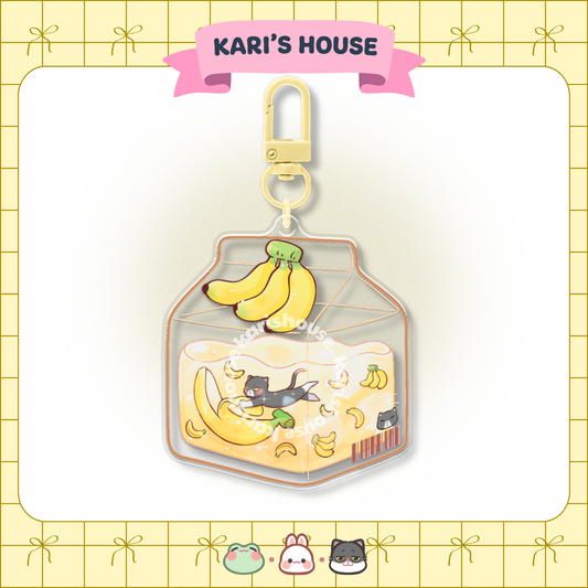 Yellow Milk Box Acrylic Epoxy Keychain